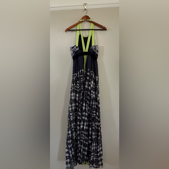 BCBG Constantine maxi dress - blue, green pleated - Picture 5 of 8